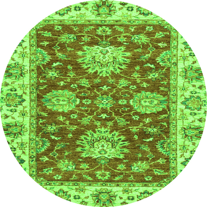 Round Machine Washable Oriental Green Traditional Area Rugs, wshabs2510grn