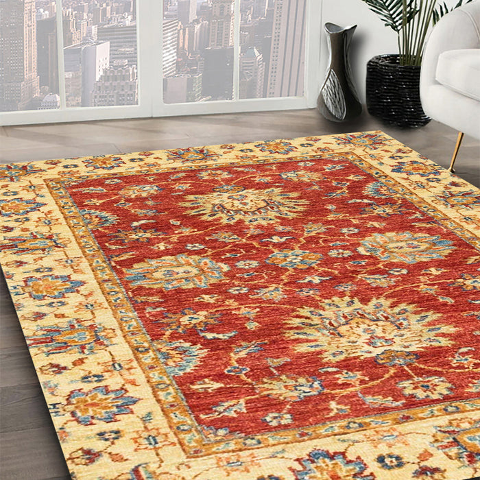 Machine Washable Abstract Red Rug in a Family Room, wshabs2510