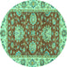 Round Oriental Turquoise Traditional Rug, abs2510turq