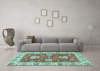 Machine Washable Oriental Light Blue Traditional Rug, wshabs2510lblu