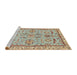 Sideview of Machine Washable Abstract Dark Gold Brown Rug, wshabs2511