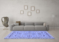 Machine Washable Oriental Blue Traditional Rug, wshabs2511blu