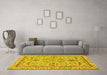 Machine Washable Oriental Yellow Traditional Rug in a Living Room, wshabs2511yw