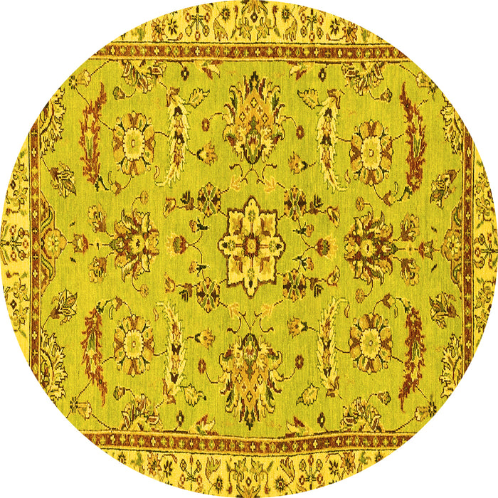 Round Oriental Yellow Traditional Rug, abs2511yw
