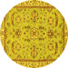 Round Oriental Yellow Traditional Rug, abs2511yw