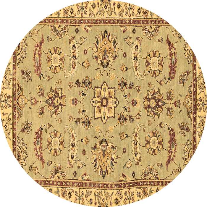 Round Oriental Brown Traditional Rug, abs2511brn