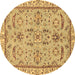 Round Oriental Brown Traditional Rug, abs2511brn