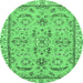 Round Oriental Emerald Green Traditional Rug, abs2511emgrn