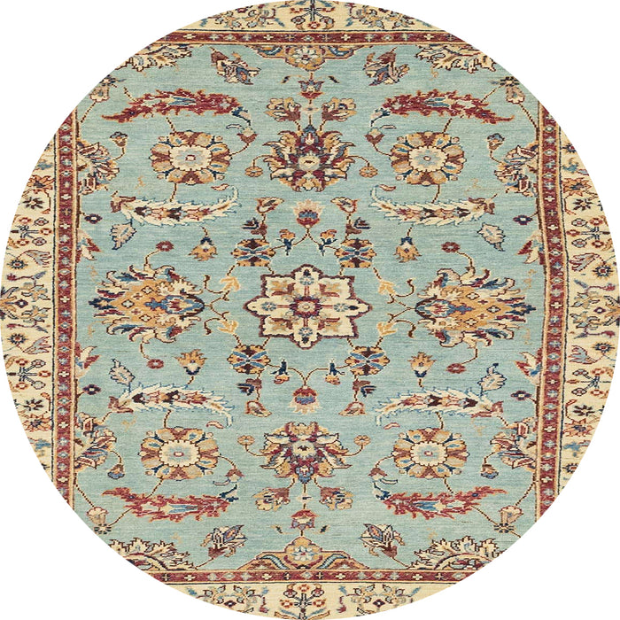 Round Abstract Dark Gold Brown Oriental Rug, abs2511