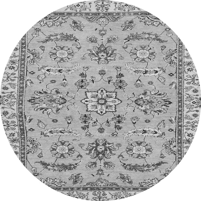 Round Machine Washable Oriental Gray Traditional Rug, wshabs2511gry