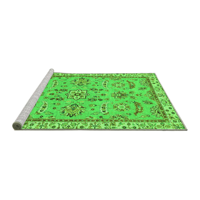Sideview of Machine Washable Oriental Green Traditional Area Rugs, wshabs2511grn