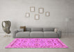 Machine Washable Oriental Pink Traditional Rug in a Living Room, wshabs2511pnk