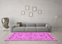 Machine Washable Oriental Pink Traditional Rug, wshabs2511pnk