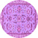 Round Oriental Purple Traditional Rug, abs2511pur