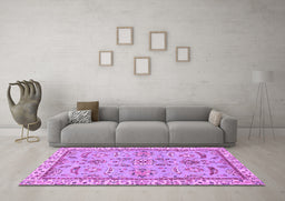 Machine Washable Oriental Purple Traditional Area Rugs in a Living Room, wshabs2511pur