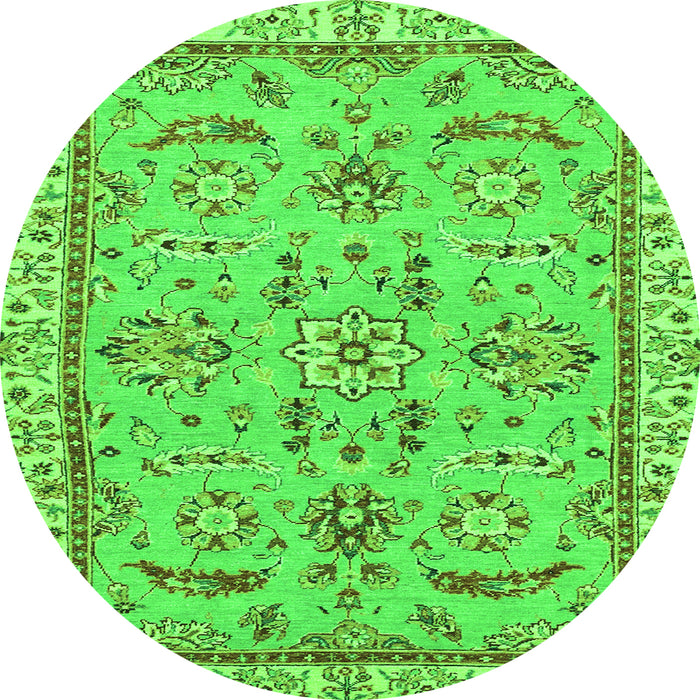 Round Machine Washable Oriental Green Traditional Area Rugs, wshabs2511grn