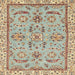 Square Abstract Dark Gold Brown Oriental Rug, abs2511