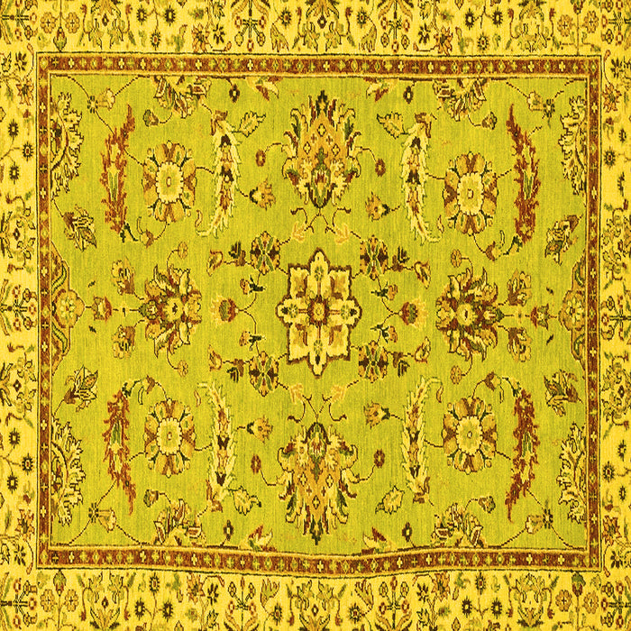 Square Machine Washable Oriental Yellow Traditional Rug, wshabs2511yw