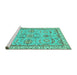 Sideview of Machine Washable Oriental Turquoise Traditional Area Rugs, wshabs2511turq