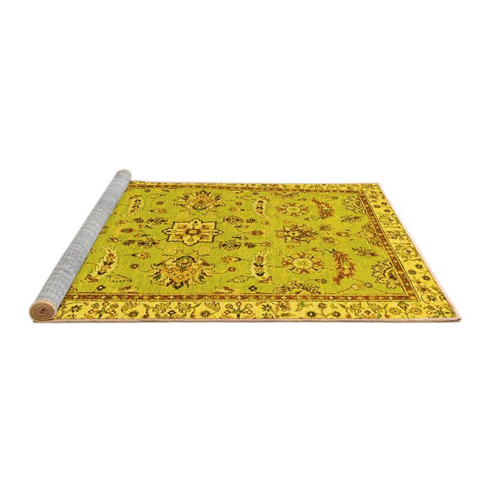 Sideview of Machine Washable Oriental Yellow Traditional Rug, wshabs2511yw