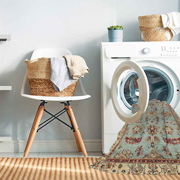 Machine Washable Abstract Dark Gold Brown Rug in a Washing Machine, wshabs2511