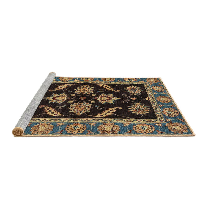 Sideview of Machine Washable Abstract Bakers Brown Rug, wshabs2512