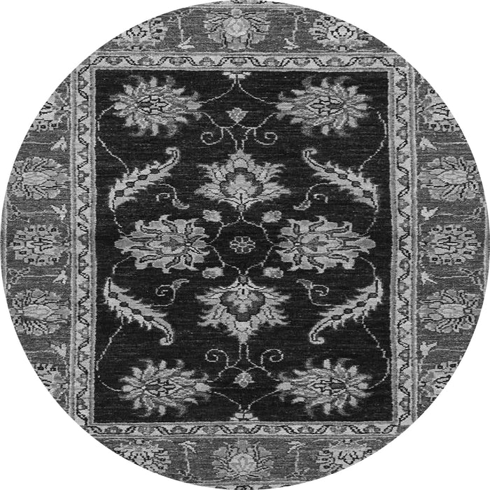 Round Oriental Gray Traditional Rug, abs2512gry