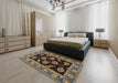 Abstract Bakers Brown Oriental Rug in a Bedroom, abs2512