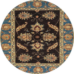 Round Machine Washable Abstract Bakers Brown Rug, wshabs2512