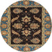 Round Machine Washable Abstract Bakers Brown Rug, wshabs2512