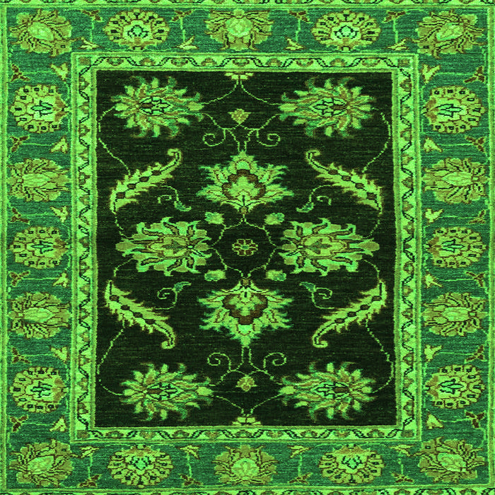 Square Machine Washable Oriental Green Traditional Area Rugs, wshabs2512grn