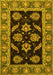 Machine Washable Oriental Yellow Traditional Rug, wshabs2512yw