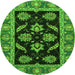 Round Oriental Green Traditional Rug, abs2512grn