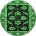 Round Oriental Emerald Green Traditional Rug, abs2512emgrn