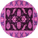 Round Machine Washable Oriental Pink Traditional Rug, wshabs2512pnk