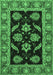 Machine Washable Oriental Emerald Green Traditional Area Rugs, wshabs2512emgrn