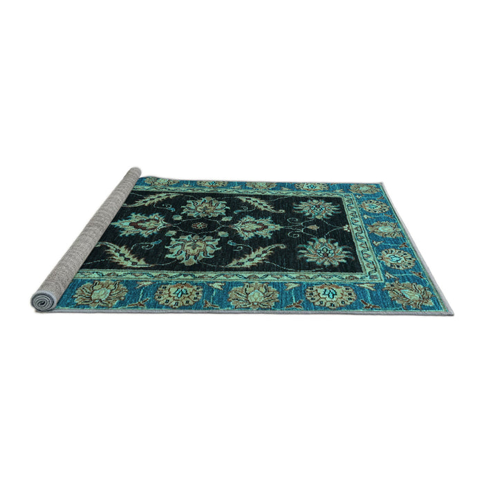 Sideview of Machine Washable Oriental Light Blue Traditional Rug, wshabs2512lblu