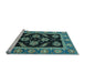 Sideview of Machine Washable Oriental Light Blue Traditional Rug, wshabs2512lblu