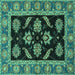 Square Oriental Turquoise Traditional Rug, abs2512turq