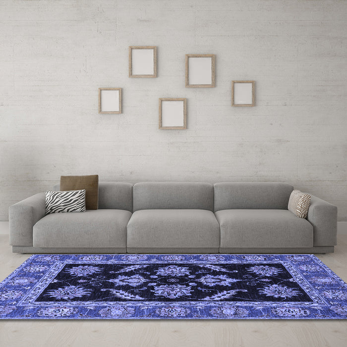 Machine Washable Oriental Blue Traditional Rug in a Living Room, wshabs2512blu