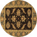 Round Machine Washable Oriental Brown Traditional Rug, wshabs2512brn