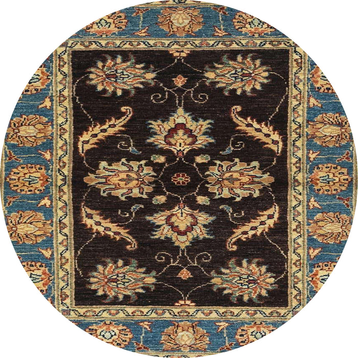 Round Abstract Bakers Brown Oriental Rug, abs2512