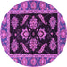 Round Machine Washable Oriental Purple Traditional Area Rugs, wshabs2512pur