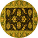 Round Oriental Yellow Traditional Rug, abs2512yw