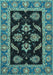 Machine Washable Oriental Light Blue Traditional Rug, wshabs2512lblu