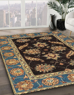Machine Washable Abstract Bakers Brown Rug in a Family Room, wshabs2512
