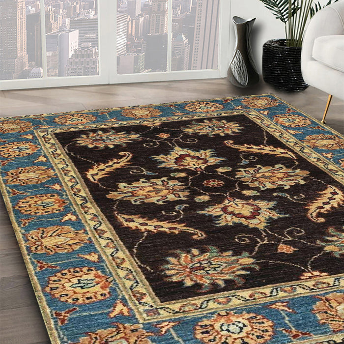 Machine Washable Abstract Bakers Brown Rug in a Family Room, wshabs2512