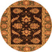 Round Machine Washable Oriental Orange Traditional Area Rugs, wshabs2512org