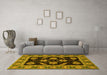 Machine Washable Oriental Yellow Traditional Rug in a Living Room, wshabs2512yw