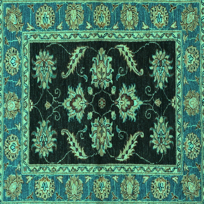 Square Machine Washable Oriental Turquoise Traditional Area Rugs, wshabs2512turq